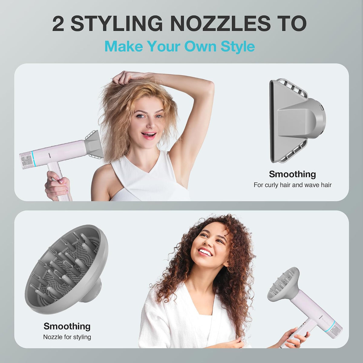 Professional Ionic Hair Dryer with Diffuser,150000 RPM High-Speed Ionic Low Noise Blow Dryer, Powerful 1600 Watt Motor for Fast Drying and Straight & Wavy Hair, Lightweight