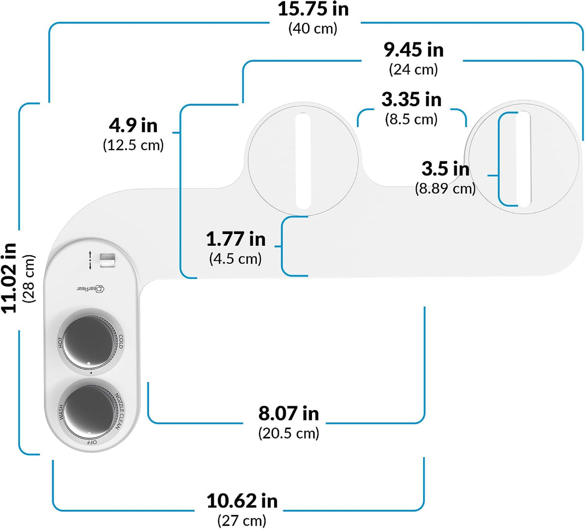 Bidet Attachment for Toilet Seat - Non-Electric with Self Cleaning Dual Nozzles, Leak Proof Connectors, Adjustable Water Spray, Rear & Feminine Wash - Hygienic Bathroom Upgrades