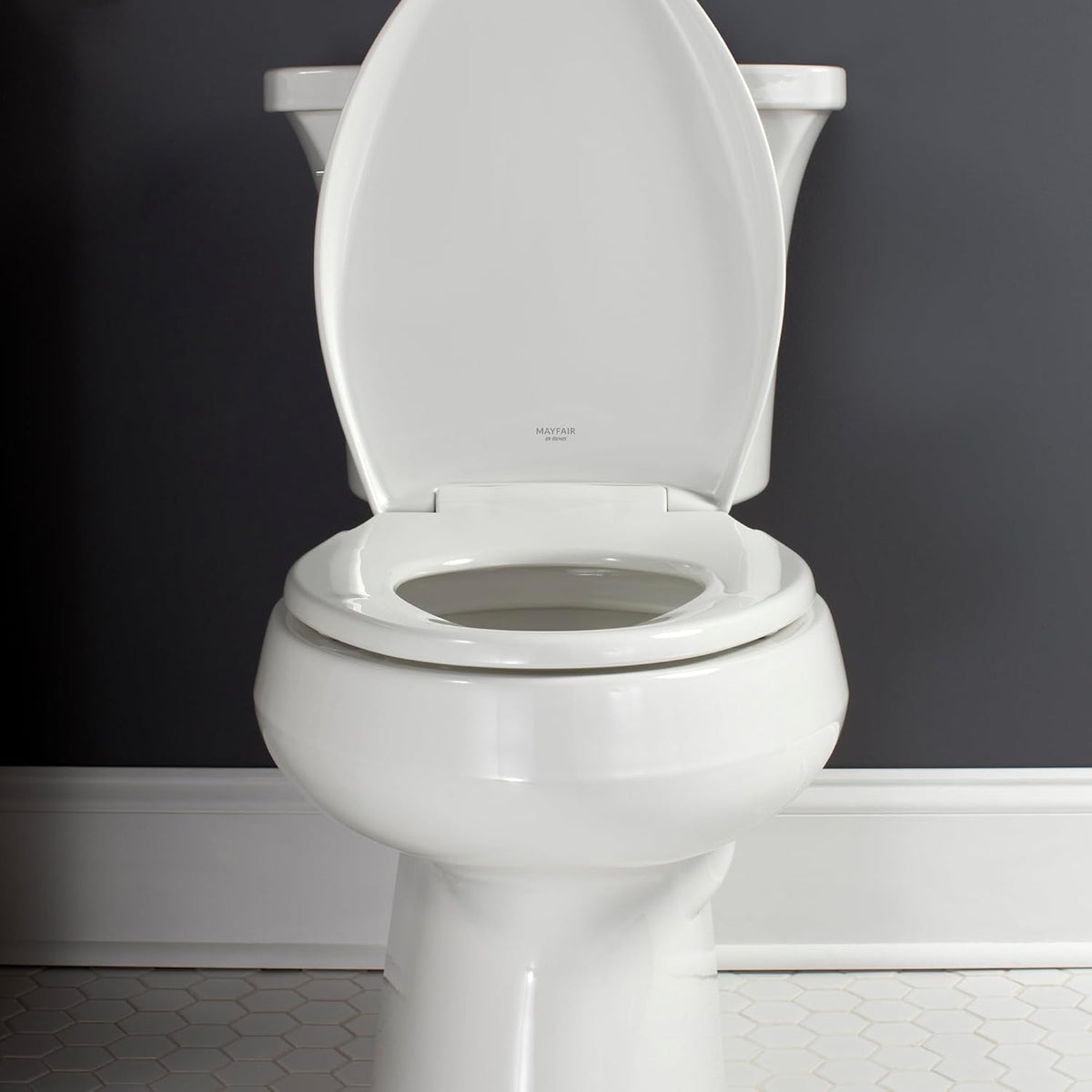Aurora Slow Close Toilet Seat, Easy Clean Hinges and Adjustable Perfect Fit Plastic Seat, Made in USA, Elongated, White