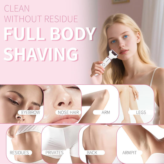 2026 Electric Razor for Women Men,4 in 1 Ladies Wet & Dry Body Razors and Facial Hair Remover, Rechargeable LED Display Hair Removal Kit for Nose Face Body Bikini Hair