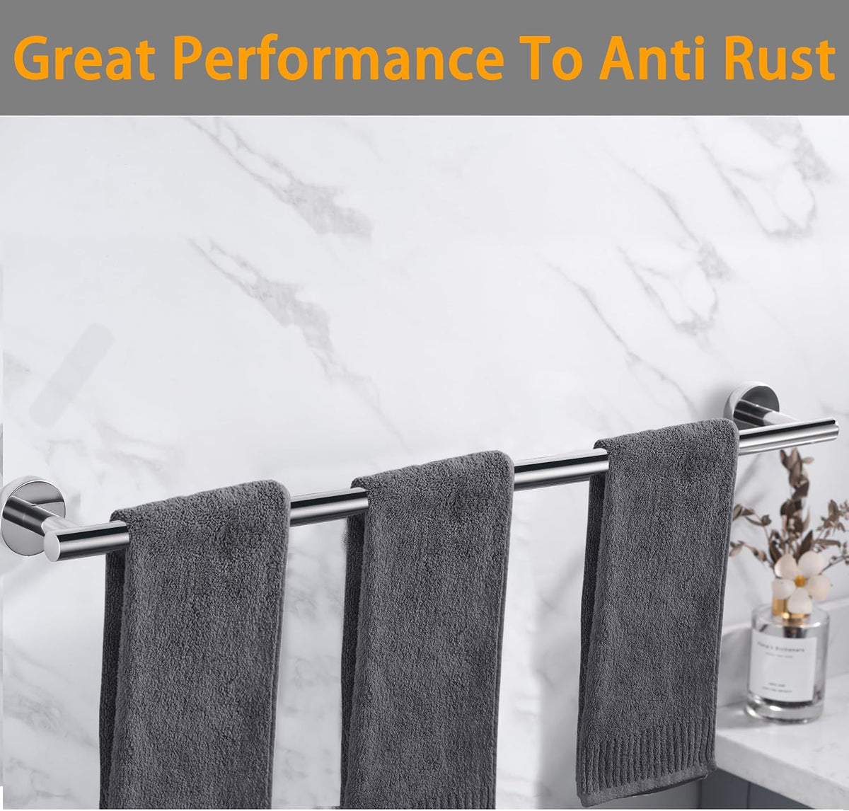 Nolimas Brushed Nickel Bath Towel Bar Single Bars Towel Rack Rod Classic Wall Mounted SUS304 Stainless Steel Bathroom Towel Holder Toilet Kitchen Towel Shelf Single Layer,24 inches