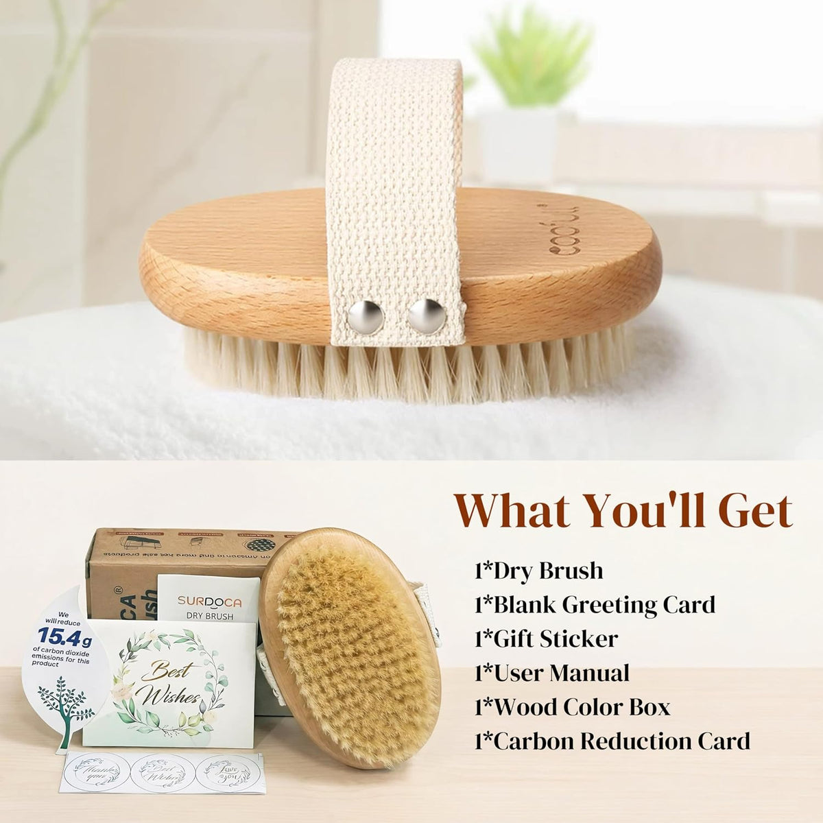 Dry Brush, Body Exfoliating Scrubber, Bath Shower Brushes for Improve Circulation, Cellulite and Lymphatic Remover