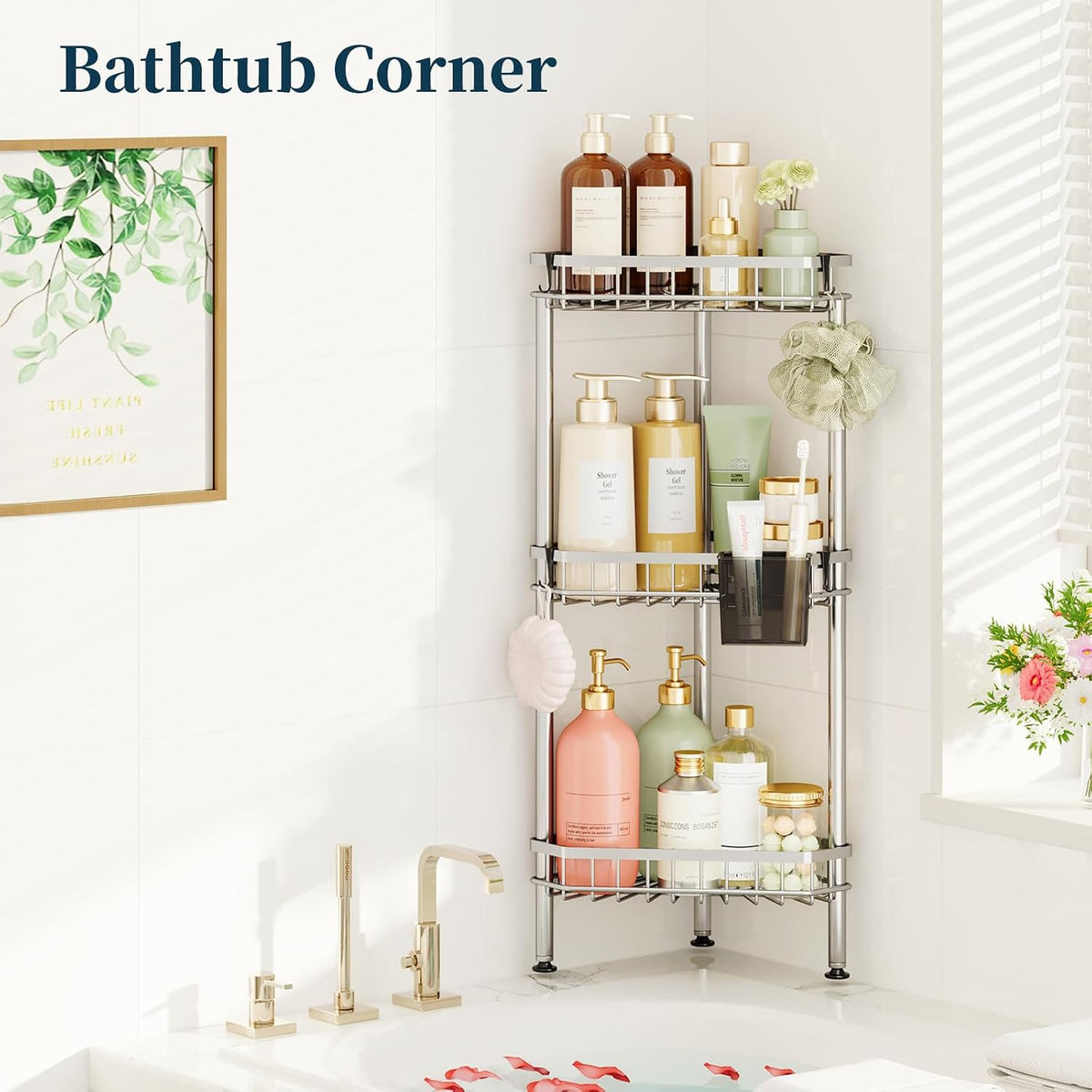 Corner Shower Caddy Stand - Rustproof Bathroom Organizer&Storage