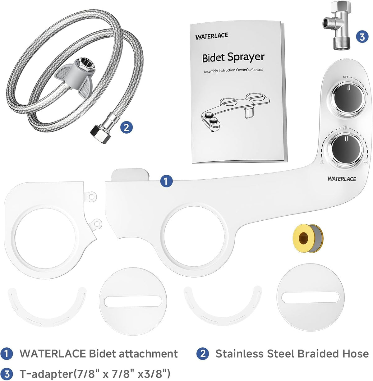 Ultra-Slim Bidet Attachment for Toilet - Dual Nozzle, Rear & Feminine Wash, Self-Cleaning, Adjustable Cold Water Pressure, Non-Electric Bidet Toilet Seat for Bathroom, Easy Install (Chrome)