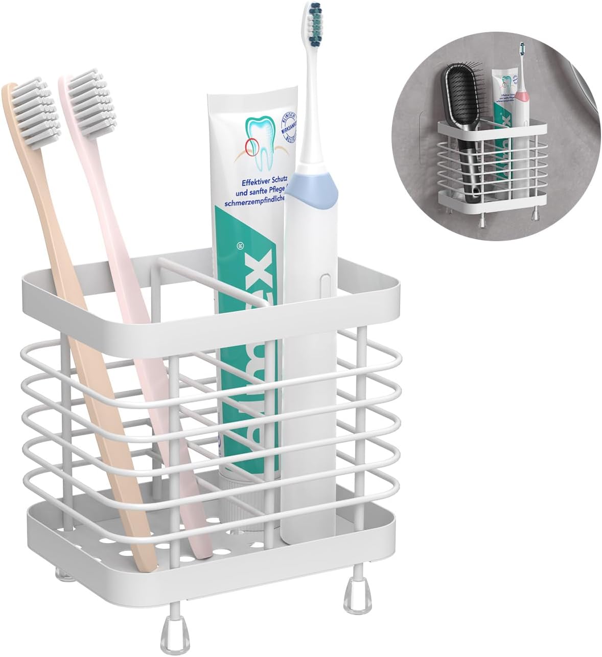 Toothbrush Holders for Bathroom, Stainless Steel, 2 Slots, Black