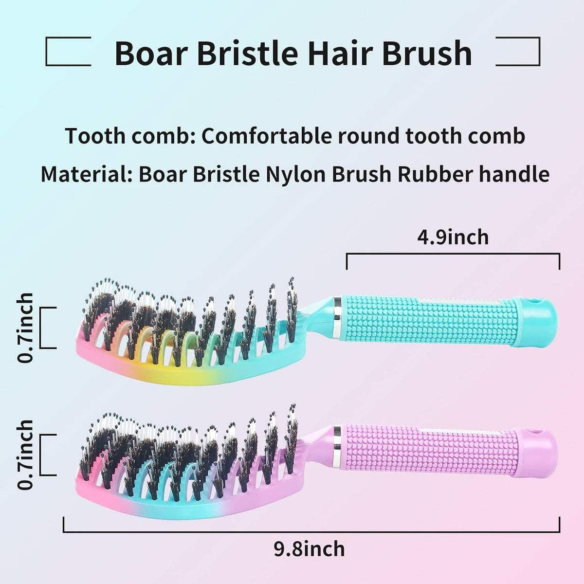 3 Pack Vented Quick Drying Massage Blow Detangler Brush,Boar Bristle Hair Brush Set-Curved,Detangling Hair Brush for Women Long,Thick, Thin, Curly(Green)