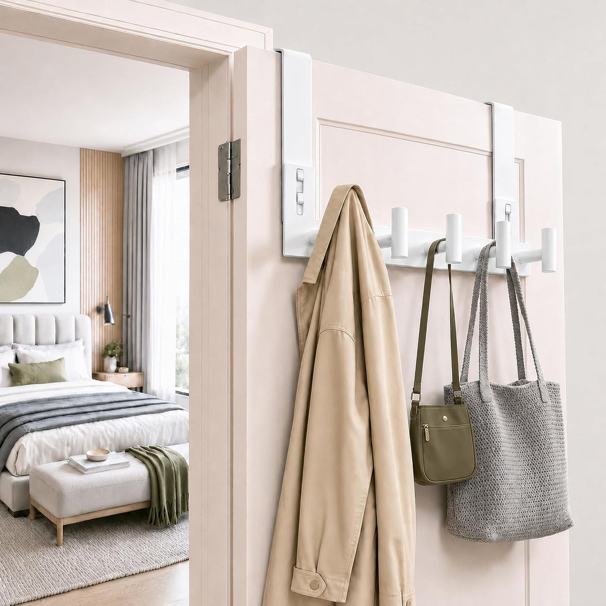 T-Shaped Over Door Hooks - Fits Wooden & Metal Doors Less Than 1.77" Wide,Door Hanger for Office,Bedroom Heavy-Duty Stainless Steel Doors(T Shape 2 Pack, Fits 1-3/4'' Thick)