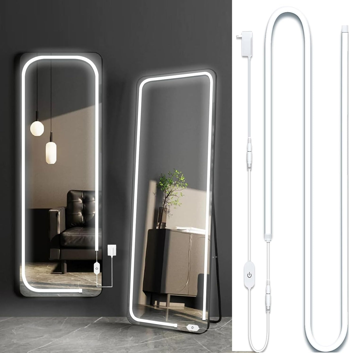 LED Vanity Mirror Lights, Hollywood Style Makeup Lighting, 10FT/6000K/Dimmable/12V Adapter/Self-Adhesive Strip Lights for Mirror, Lighting for Makeup Vanity Table & Bathroom Mirror