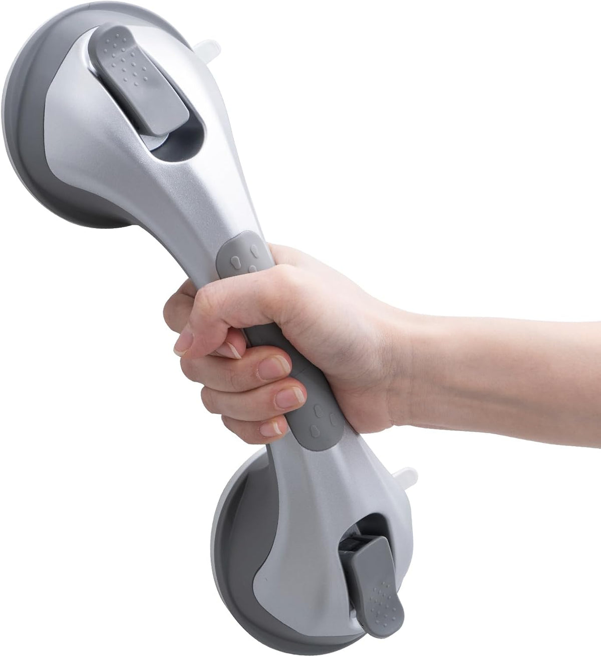 Grab Bars for Bathtubs and Showers 2 Pack Suction Grab Bar, Heavy Duty 12 Inch Shower Handle Removable Bath Handrails for Seniors and Elderly, Bathroom Safety Grip No Drilling Waterproof Grey