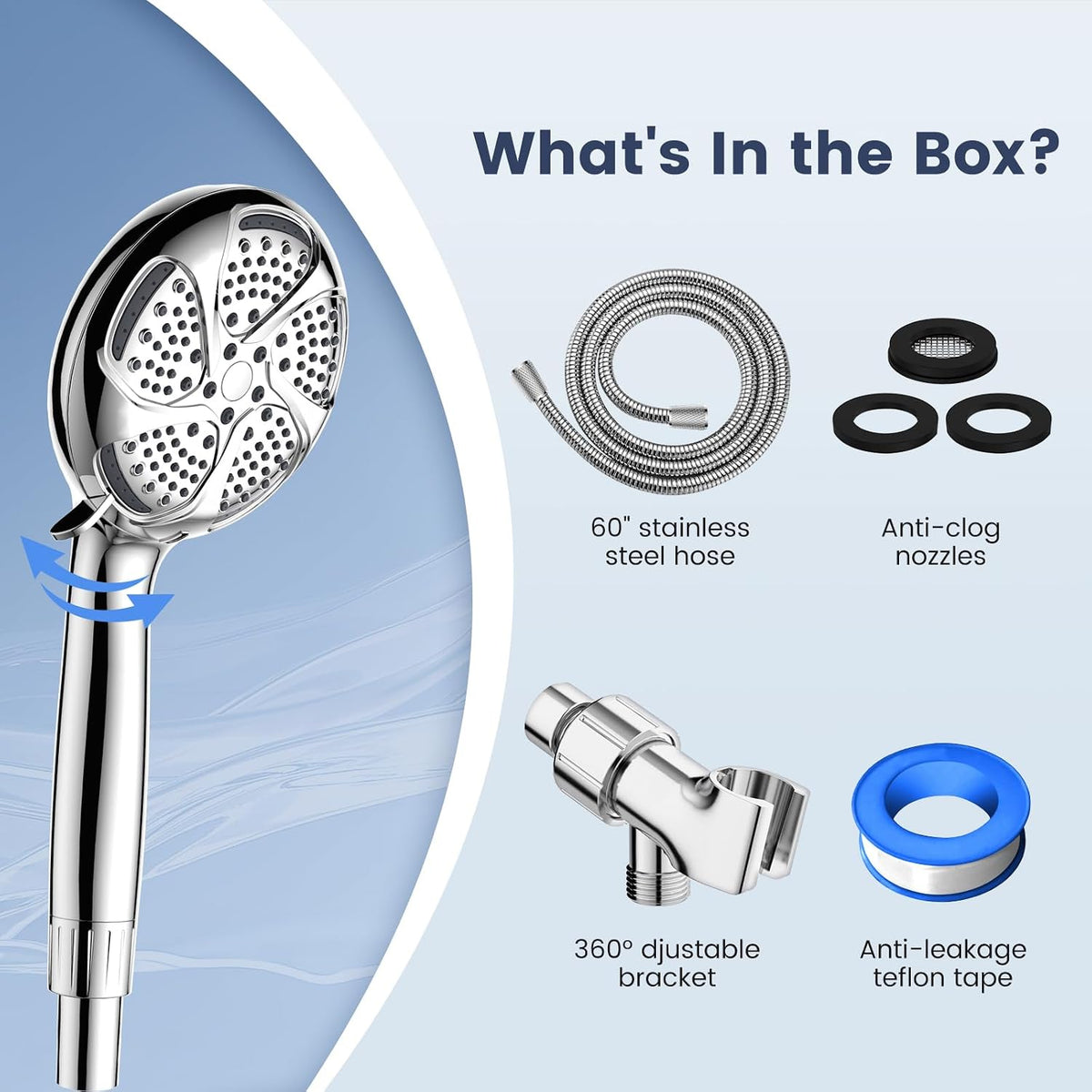 Filtered Shower Head with Handheld, High Pressure 7-Spray Showerhead | Shower Filter Head for Hard Water, Remove Chlorine, Reduce Dry Itchy Skin, Anti-clog Nozzles, Power Wash to Clean Tub&Pet