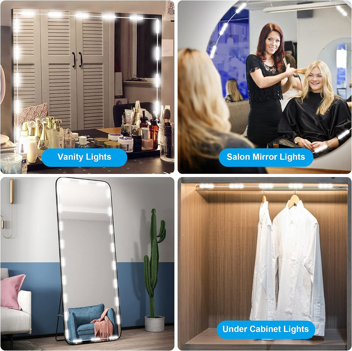 Hollywood Glam Led Vanity Lights Kit, 14ft Dimmable Mirror Lights, Full Body & Bathroom Lighting, Plug in Floor Light with Power Supply (Mirror not Inlcuded)