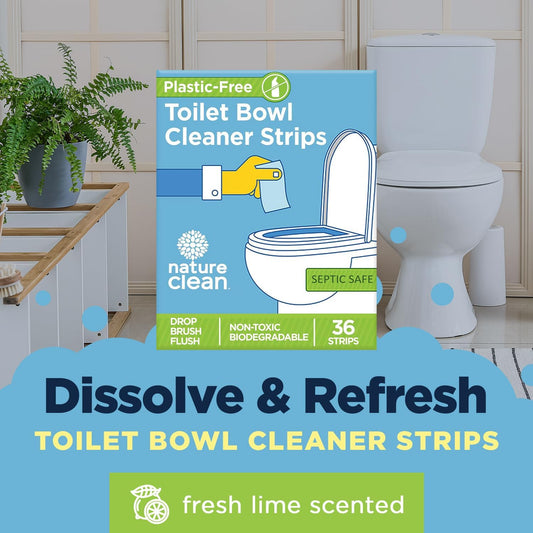 Natural Toilet Bowl Cleaners Strips 36 count, Plastic-Free Packaging, Refresh Toilets & Bathroom. No Splash.