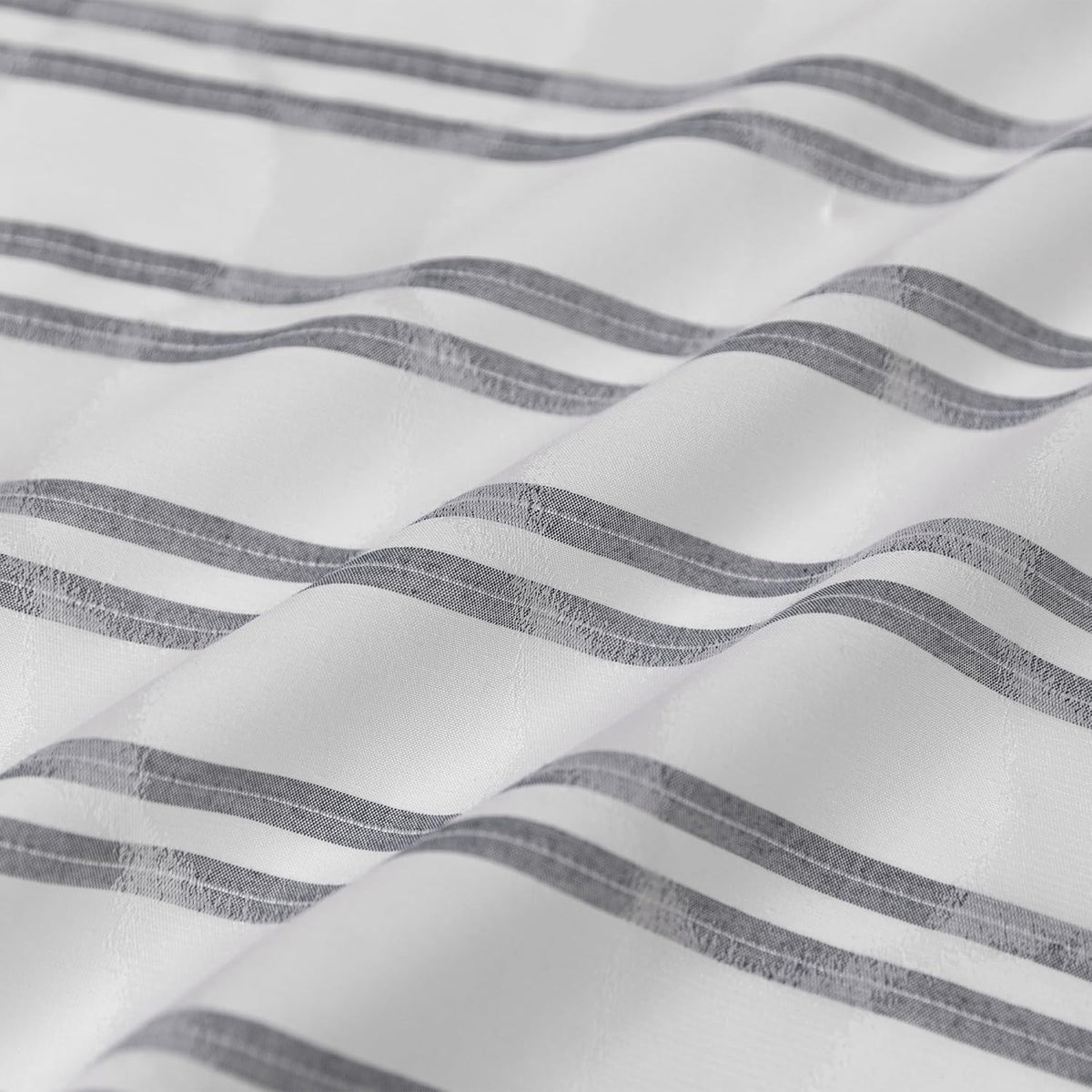 Geometric Jacquard Fabric Shower Curtain for Bathroom, Lightweight, Water Repellent and Washable, 72" W x 72" L, Grey Striped