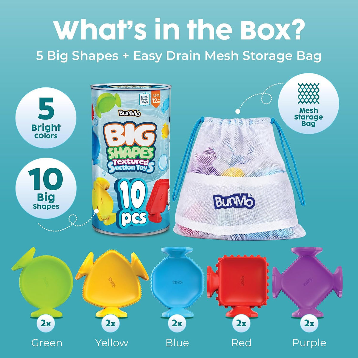 Bath Toys Suction - Connect, Build, Create - Toddler Bath Toys - Hours of Fun & Creativity - Fine Motor Skills - Stimulating Sensory Toys - Non-Mouthable Toy - Textured