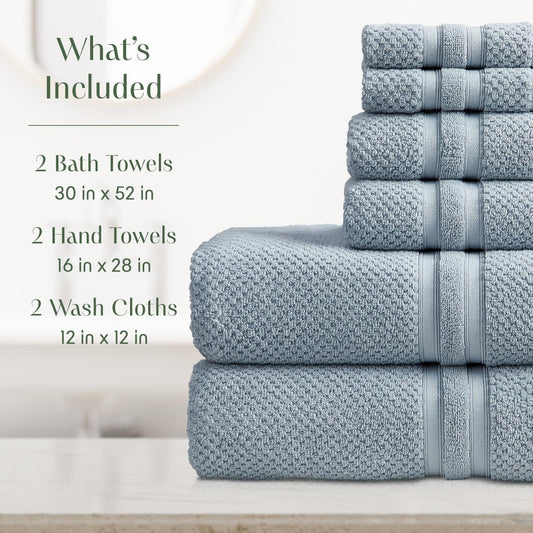 100% Cotton Bath Towel Set | 4-Pack | Textured | Grey | Luxury Popcorn Design | Absorbent & Quick-Dry Bathroom Towels | Textured and Durable Cotton Towels for Bathroom | OEKO-TEX