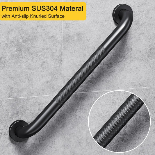 2 Pack Shower Grab Bar, 16 Inch Stainless Steel Bathroom Grab Bar with Anti-Slip Knurled Grip, Shower Handle Bath Handle, Safety Bars for Shower Chair Bench, Senior, Elderly, Handicap