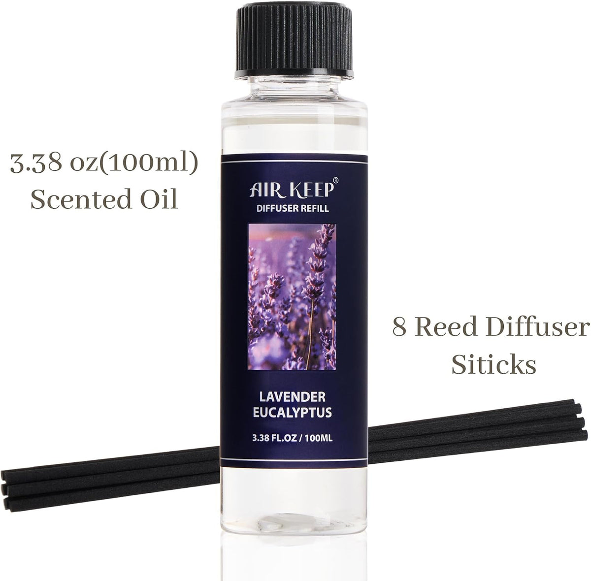 Reed Diffuser Set,3.38 fl oz (100 ml) - Ocean Mist&Sea Salt Oil Diffusers with 8 Reed Sticks,Home Fragrance Reed Diffuser for Bathroom Shelf Decor