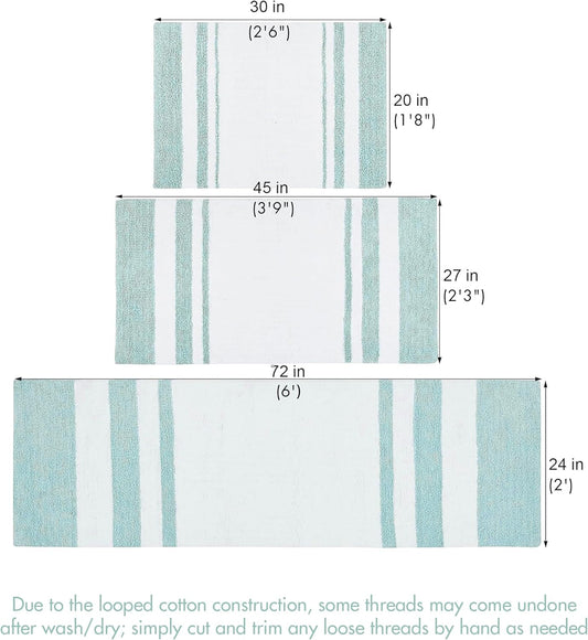 Spa Reversible Cotton Bath Rug - Grey - 20(W)" x 30(L)" - Striped - Water Absorbent- Fast Drying- Bath Mats - Feels Fluffy - Stylish & Sophisticated | Soft Pile, Machine Washable, OEKO-TEX Certified