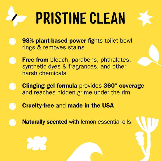Toilet Bowl Cleaner (Non-Bleach) | 98% Plant-Based Gel Formula Freshens, Removes Stains and Deodorizes | Lemon Scent - 23 Fl Oz (Pack of 3)