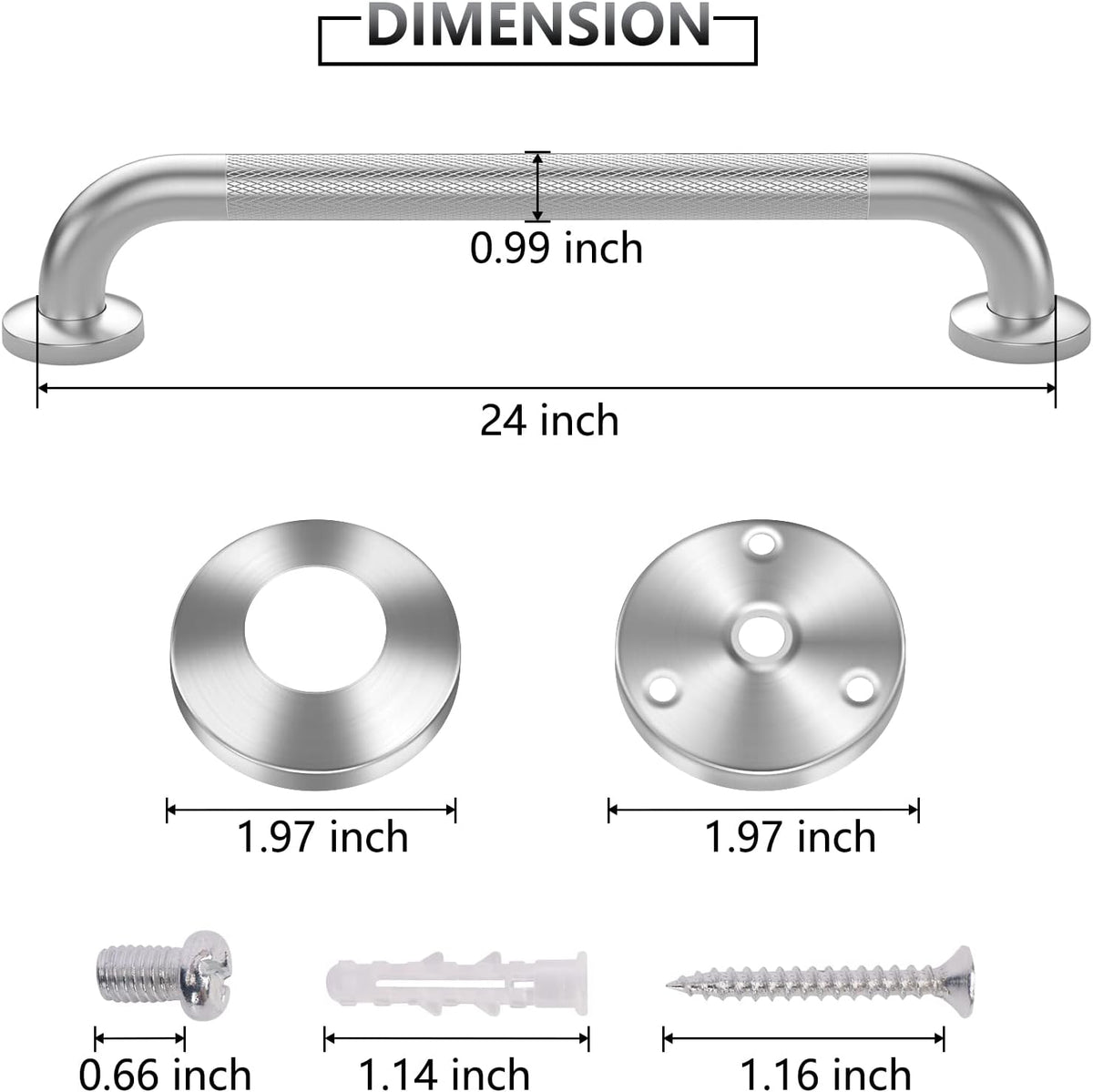 Grab Bars for Shower, 2 Pack 16 in Anti Slip Safety Bath Handle for Senior | Stainless Steel Shower Grab Bars, Handicap Elderly Bathtub and Toilet Bathroom Assist,Safety Grab Bars with Concealed Screws