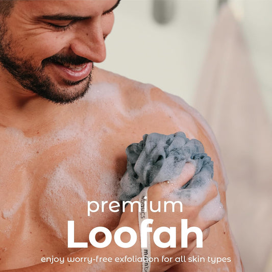 Shower Loofah Sponge Pouf, Set of 3, Airy Blossom | Soft Mesh Body Scrubber and Bath Sponge for Gentle Exfoliation, Rich Lather, and Everyday Shower Use