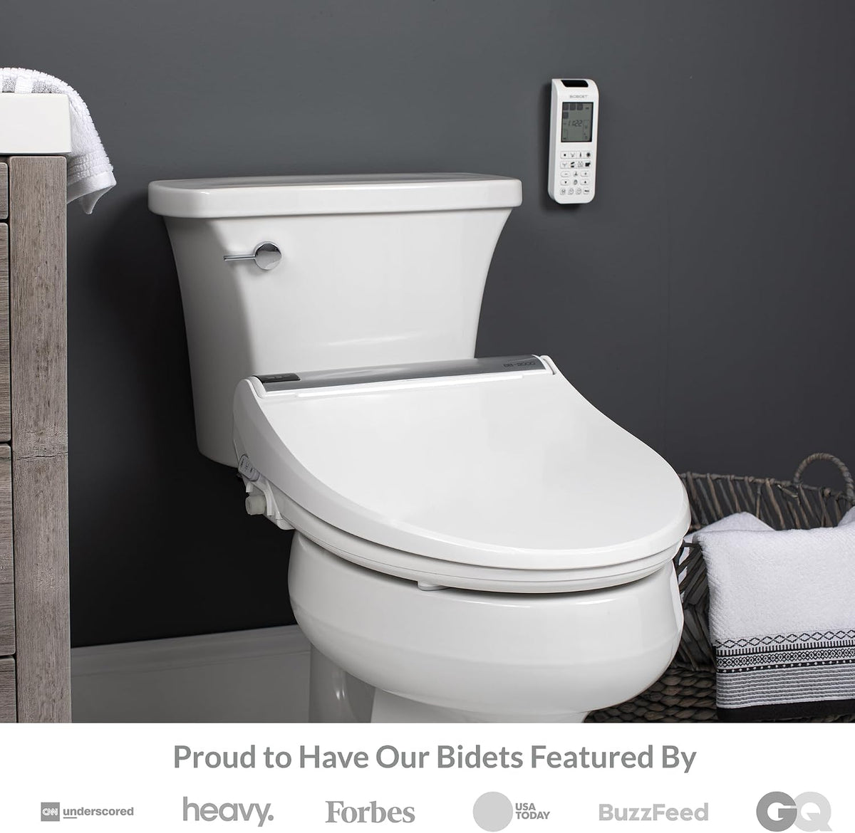 BB2000 Bliss Electric Bidet Toilet Seat, Warm Water with Air Dryer, Heated Seat with Sensor and Slow Close Lid, Night Light, Remote Control, Elongated, White