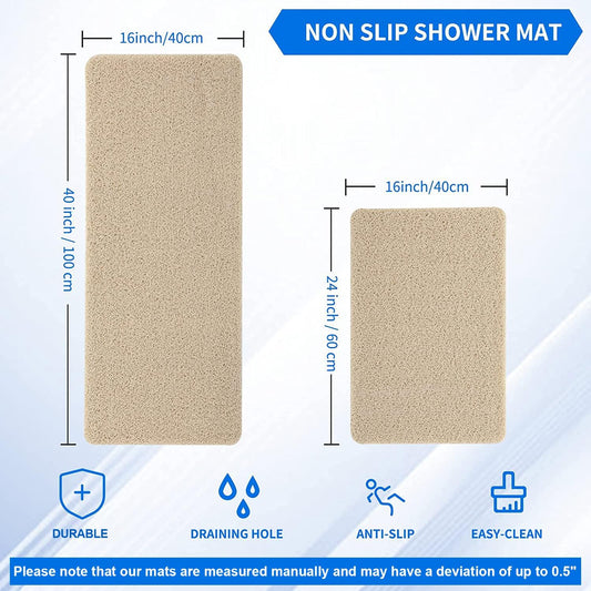 Non Slip Bathtub Mat, Anti Slip Shower Mat, Fast Drying Bath Tub Mats, Foot Scrubber Mat, Anti Slip Mat for Tub, Floor, Bathroom, Home, Kitchen, Hotel (Beige 24"x16")