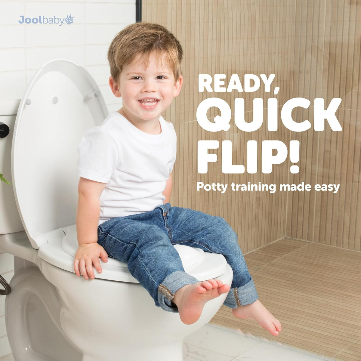 Quick Flip Toilet Seat with Built-in Potty & Splash Guard for Toddler Training, Slow Close (Elongated)