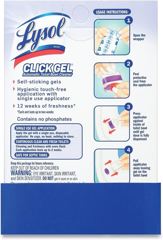Click Gel Automatic Toilet Bowl Cleaner, Toilet Gel Stamp, Toilet Freshener, Bathroom Essentials, Refreshing Mango & Hibiscus Scent, 6 Count (Pack of 1)