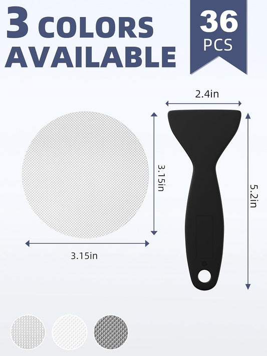 Round Non Slip Bathtub Stickers with Scraper, 36PCS, Clear | Original Large Anti-Slip Treads, Comfortable PEVA Material, Strong Adhesive, Easy to Use, For Bath Tubs, Showers & Stairs