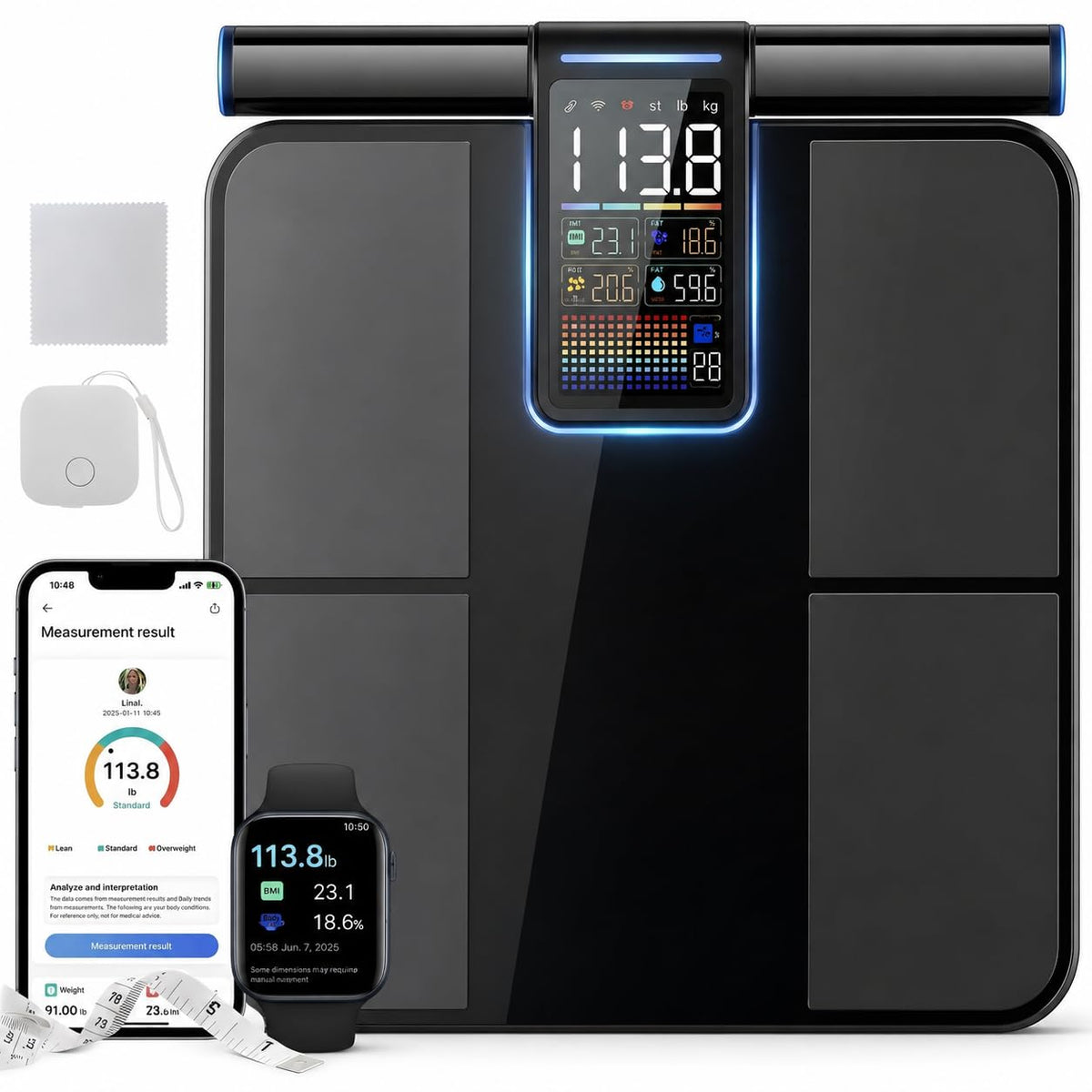 Smart Scale for Body Weight, 8-Electrode BIA for BMI Body Fat Muscle Mass