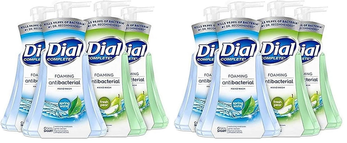 Dial Complete Anti-bacterial Foaming Hand Wash, 60 oz of Foaming Hand Soap. 2-scent Variety Pack Spring Water/Pear, 15 Fluid Ounces each