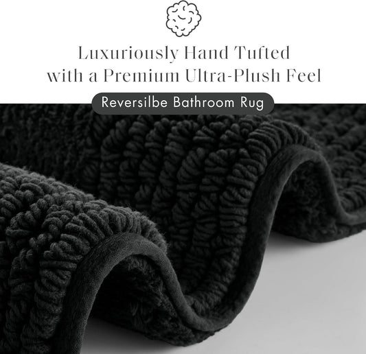 Splendor Reversible 100% Cotton Bath Rug, 17 x 24, White | Tufted Bathroom Mat, 3000 GSM, Hotel Quality, Luxurious Plush, Medium Pile, Absorbent, Quick Dry, OEKO-TEX, Shower Room Décor