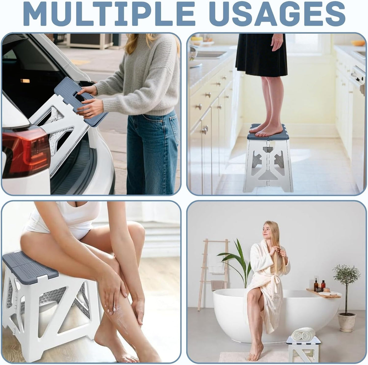Folding Shower Chair for Inside Shower | Safety Anti-Slip & Waterproof Foldable Shower Seat 330lbs | Small Portable Travel Shower Stool Bath Seat Bench for Elderly, Disabled & Injured