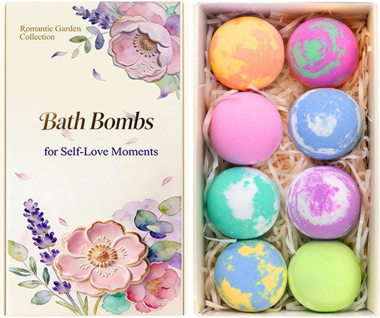 Bath Bomb Gift Set for Women, 8 Pcs Bath Bombs for Girls, Natural Bubble Bathbombs with Essential Oils, Self Care Gifts, Relaxation Spa Gift Basket,Birthday, Mothers Day Gifts for Mom, Wife