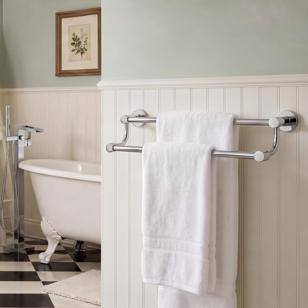 Double Towel Bar Towel Rack for Bathroom Wall Mounted Brushed Nickel