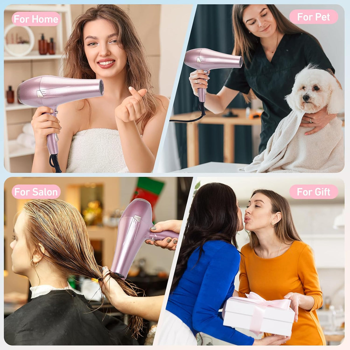 Hair Dryer Pro, Professional Ionic Salon Blow Dryer with Diffuser for Women and Men, 5X Fast Drying, Powerful and Quiet Hair Blow Dryer for Fast & Easy Styling (1875 Watts)
