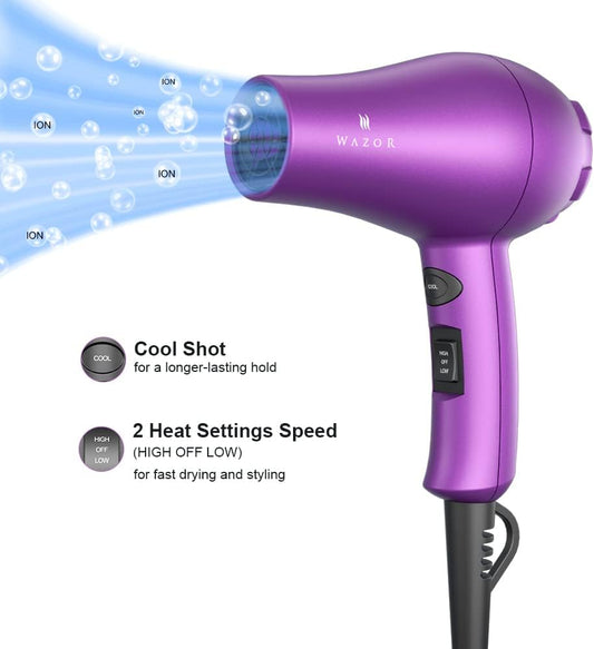 Lightweight Mini Hair Dryer for Pour Painting & RV Compact Travel Blow Dryer for Kids 1000W Ionic Dryer with Concentrator Cool Shot Button