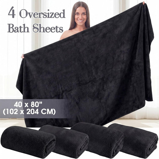 4 Pcs Oversized Bath Towel 40'' x 80'' Bath Sheet,Bright Colors | Fluffy Microfiber Quick Dry, Extra Large Bathroom Towel, Soft Absorbent Adult Shower Sheet, Fall Halloween Decor, Spa Beach