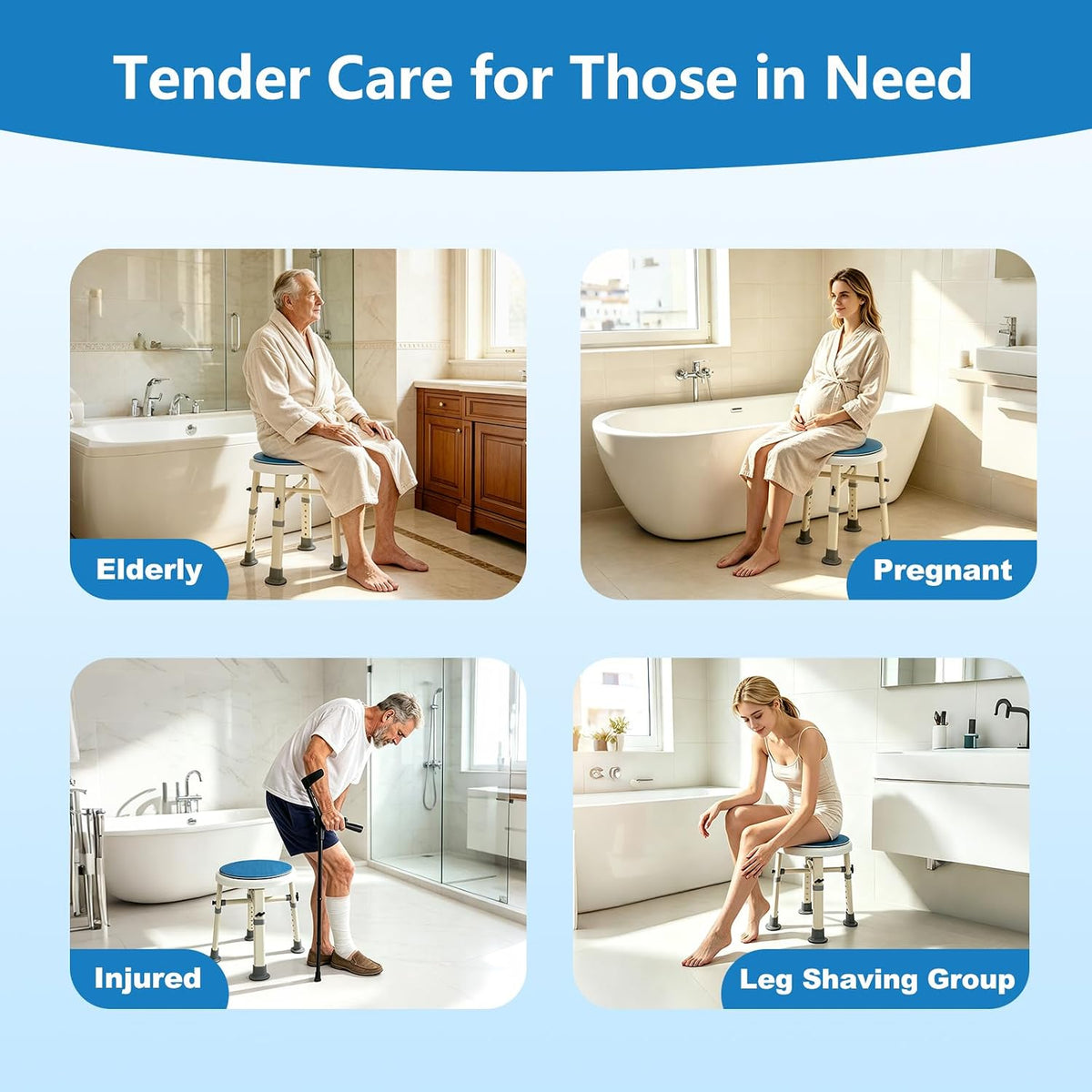 Foldable Shower Chair with Arms & Back,350 LBS for Seniors & Disabled