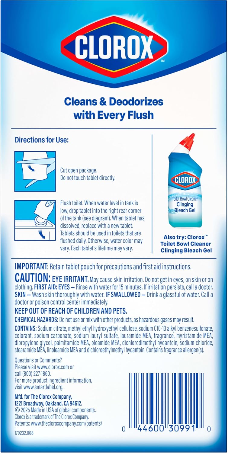 Ultra Clean Toilet Tablets Bleach & Blue, Rain Clean Scent, 2.47 Ounces Each, (Package May Vary)