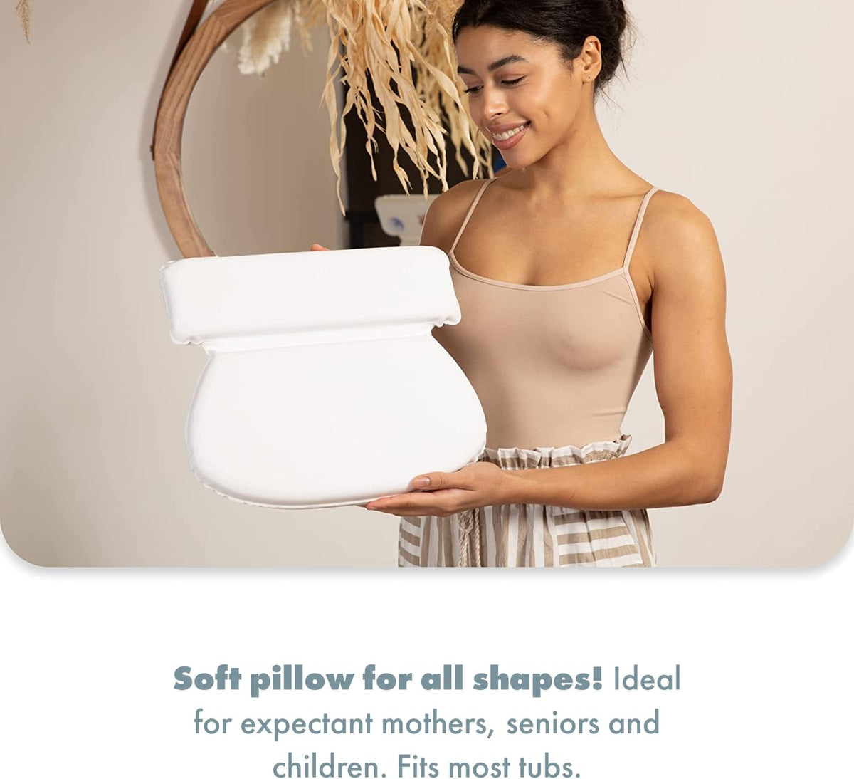 Bath Pillow, White, PVC, Pain Relief, 7 Suction Cups - Ergonomic Head & Back Support, Luxury Spa Experience, Waterproof Design, Ideal for Elderly & Children