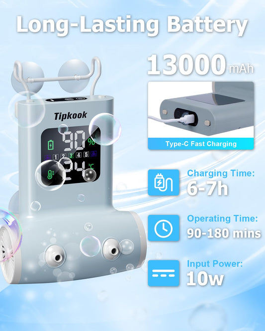 Bath Jets for Tub,Cordless Bathtub Jets for Home Spa - Blue | 5-Speed, LED Display, Bath Jet/Bubble Mode, 13000mAh Rechargeable, Dual Water Outlet