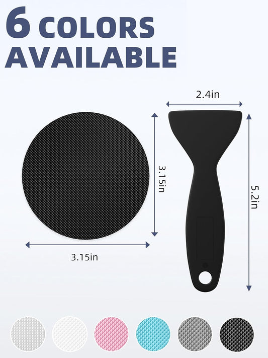 12PCS Round Non Slip Bathtub Stickers with Scraper, Clear | Original Large Anti-Slip Treads, Comfortable PEVA Material, Strong Adhesive, Easy to Use, For Bath Tubs, Showers & Stairs