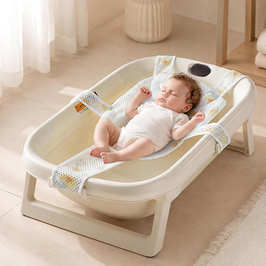 Baby Bath Support Mesh Pad, Newborn Bath Tub Seat Net, Quick-Dry Adjustable Non-Slip Mat Floating Bathtub Seat Cushion for 6-12 Months Infant (Peach, No Bathtub)