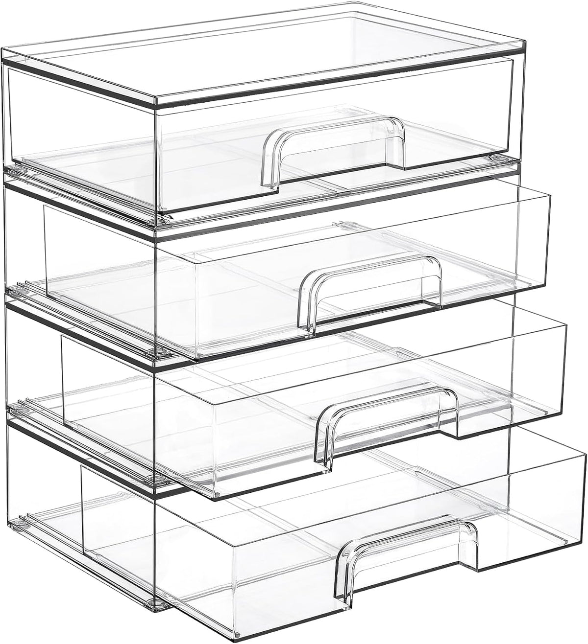 Small Clear Stackable Storage Drawers, Fits Narrow Spaces
