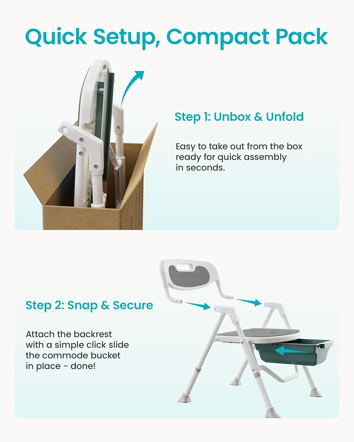 Folding Shower Chair for Inside Shower, Arms and Back, Wide Seat, 400 lb