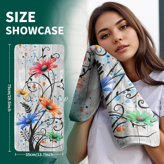 Abstract Floral Microfiber Bath Towel High Absorbent Luxury Coral Velvet Towels for Bathroom