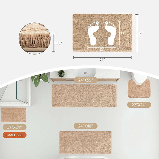 White Bathroom Rug 17x24 - Non-Slip Plush Small Bath Mat, Highly Absorbent & Ultra Soft Fluffy Floor Mat, Machine Washable for Shower and Tub