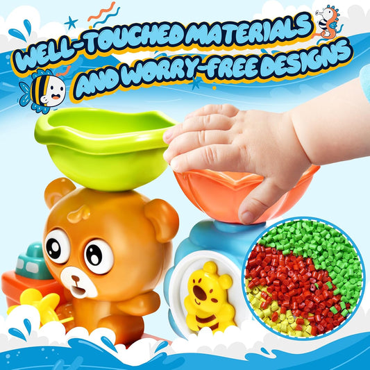 Bath Toys for Kids Ages 1-3 Toddler Bath Toys for Babies 1 2 3 Year Old Boys Girls Water Bathing Tub Toy for 12 18 Months Infant with Cups
